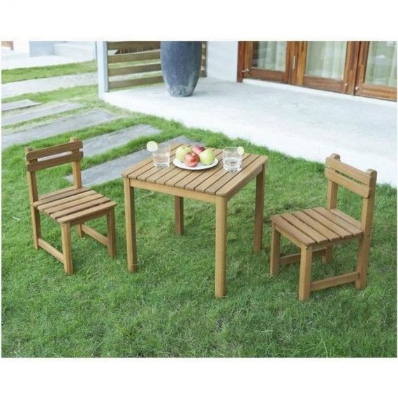 Ensemble repas de jardin pour enfant - table carrée 65x65cm et 2 chaises - En bois - Pour enfant 3612407828728 EMC151012