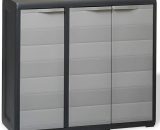 Armoire de rangement de jardin avec 2 étagères Noir et gris  TD45544
