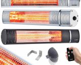 Radiateur infrarouge 2000W | Chauffage radiant terrasse | incl materiél de montage | élément chauffant en carbone | unité murale | avec télécommande| 4260627424276 4260627424276