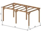Carport bois avec bandeau|15m² 3 x 5|1 à 2 places - Autoporté - (Option 1 - sans visserie et pieds)  CA-2-V1F