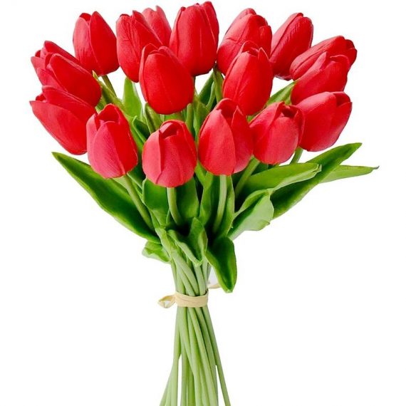 20 pièces de fleurs de soie de tulipe artificielles pour les décorations de mariage de cuisine à la maison rouge 9434330713889 Sun-08918