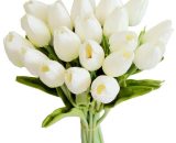 20 pièces de fleurs de soie de tulipe artificielles pour les décorations de mariage de cuisine à la maison blanc 9434330713872 Sun-08917