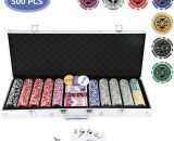 Randaco - Jetons de poker Jeux de cartes Boîte en métal Plateau de table Mallette de poker chip 500 jetons Set de poker 2x poker - argent 726504616690 MMRD-C-1-TH6523B