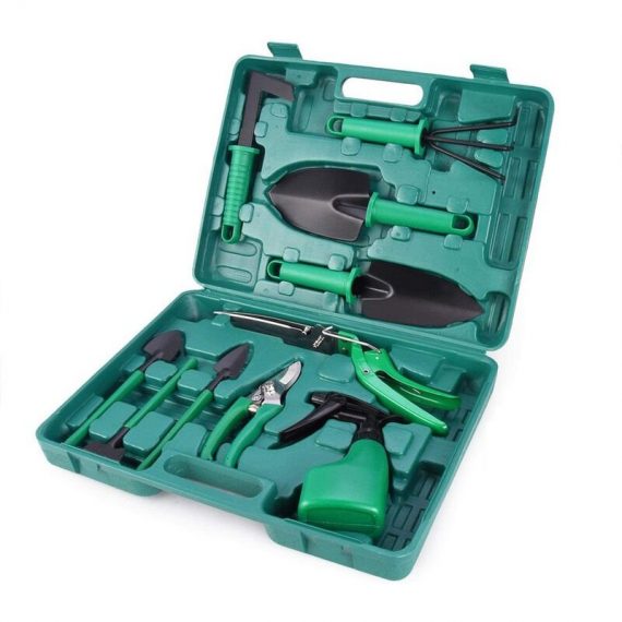 Kit outils du jardinier Boîte à outils de réparation de jardinage portable Ensemble de 10 pièces de petits outils avec boîte à outils Ensemble de 805444633285 E10758GR|66