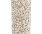 Ficelle de Coton Noël, Baker's Twine Corde Blanc avec fil doré, 2mm*100M, pour l'emballage cadeau, Décoration, Loisirs Créatifs 9466421309022 KarLJJstring0333