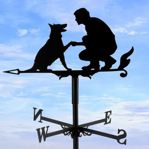 Girouette avec indicateur de direction du vent - Pour homme et chien - Design creux sculpté en acier inoxydable - Direction du vent - Noir - Métal 9466991801186 MACA-005602