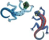 Extérieure Lézard Jardin Art, Métal Gecko Décoration Murale, Décoration de lézard, Lot de 2 Gecko en Métal, pour Patio ou Clôture, Jardin, Porche, 9116691567805 Sun-01674