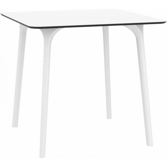 Table carrée manon 80cm plateau stratifié hpl intérieur/extérieur - Blanc - Blanc 8697443553976 MAYLI80BC