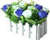 Fleurs Artificielles en Pot, Fleurs Artificielles Plante Artificielle Fleurs Hibiscus Jaune et Blanc Clôture en Bois, Décoration de Mariage 16 * 8.5 9784267203855 Sun-03647