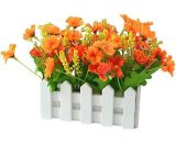 Fleurs Artificielles en Pot, Fleurs Plante Artificielle Artificielle Fleurs Hibiscus Jaune et Blanc Clôture en Bois, Décoration de Mariage 16 * 8,5 * 9784267203800 Sun-03642