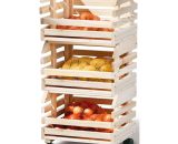 Caisse Etagére cagette pour rangement en Bois empilables pour fruits et légumes, 30 x 37 x 80 cm -PEGANE- 6037657102409 13LIN-60100400