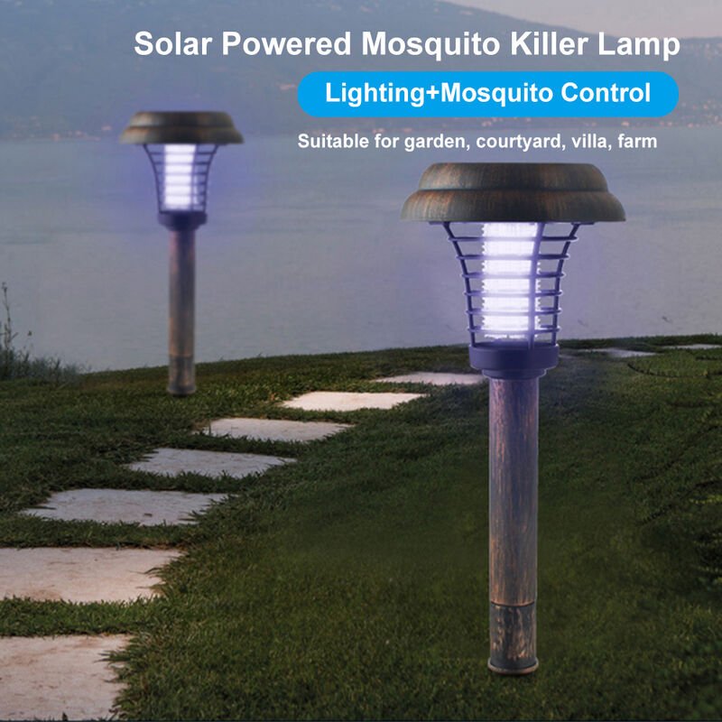 Lampe solaire extérieure anti-moustiques IP65 résistant à l'eau anti-moustiques piège à insectes Bug Zapper répulsif antiparasitaire pour jardin cour 4502190796030 DM1280