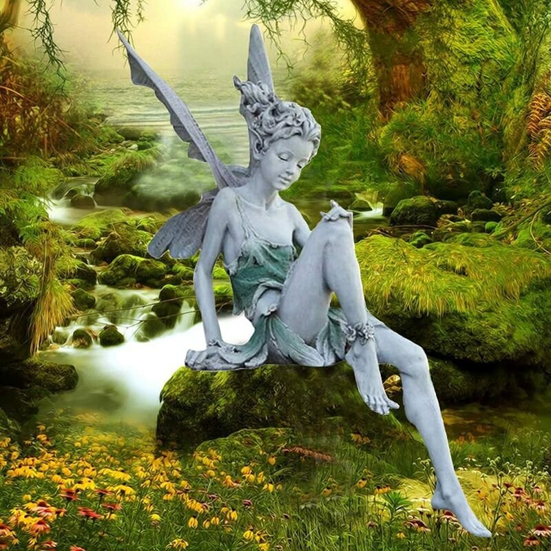 Lts Fafa - Décor de jardin extérieur de statue de résine d'elfe d'ange miniature moderne  wjz-00279