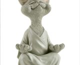 Hanbing - Statue de jardin méditation animal méditation chat ornement grand (gris) 9082094762508 AMY-LC001654