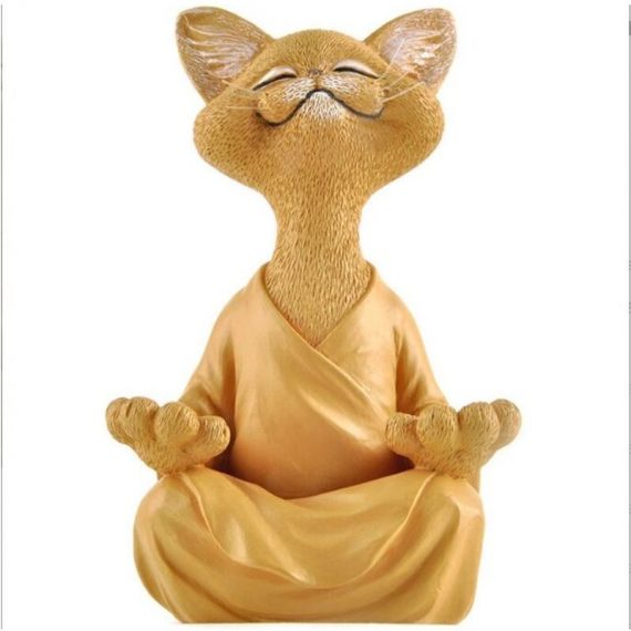 Hanbing - Statue de jardin Méditation Animal Méditation Chat Ornement Grand (Orange) 9082094762515 AMY-LC001655