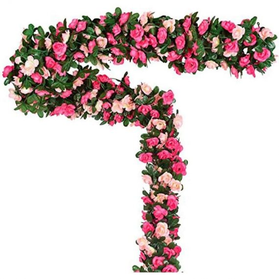 Lot de 3 guirlandes de Roses artificielles, 2.5M Simulation Rose Fleur Artificielle Fleur de Vigne en rotin Soie Garland Suspendu en rotin Arch 9347799527358 KarWxhFleur220311