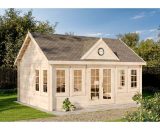 Chalet de jardin Clockhouse-XL naturel , 70 mm Épaisseur paroi 550 x 420 cm - sans traitement de couleur 4251554410937 L1.1.00050.5