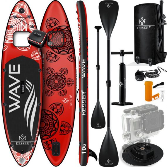 ® SUP Board Ensemble gonflable avec fenêtre Stand Up Paddle Board Premium Surfboard Sports nautiques - Kesser  NEW-17517