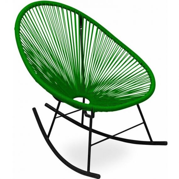 Acapulco Style - Chaise à bascule Acapulco - Pieds noirs Vert clair Acier, Rotin synthétique - Vert clair 3006900242325 A11601439
