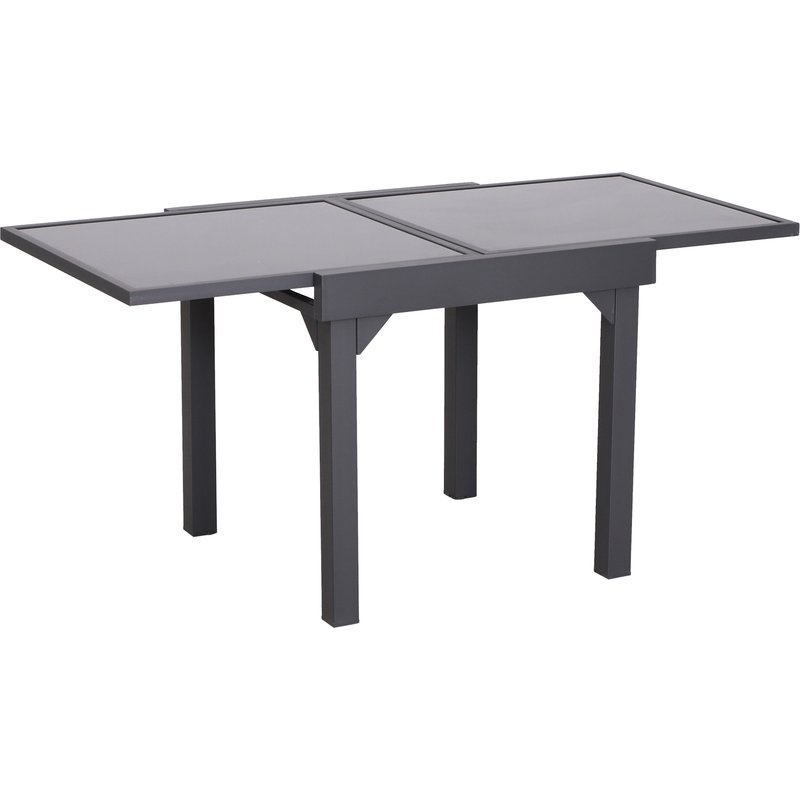 Outsunny Table Extensible de Jardin Grande Taille dim. dépliées 160L x 80l x 75H cm alu métal époxy Gris foncé Plateau Verre trempé Noir 84B-297 3662970046609