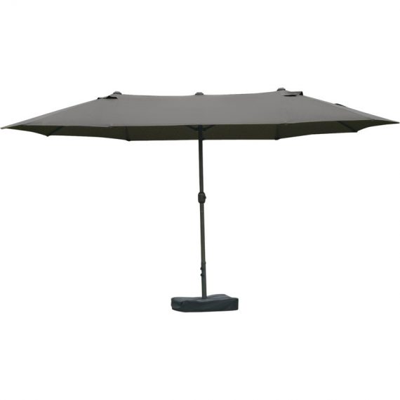 Outsunny Grand parasol de jardin 4,6 m 12 entretoises manivelle base en croix contrepoids avec sac de sable inclus acier gris foncé 84D-031V03GY 3662970080429