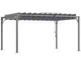 Outsunny Pergola avec lames orientables style contemporain UV 50+ 3,9 x 2,95 x 2,13 m - structure aluminium - gris   Aosom France 84C-341V03CG 3662970116395