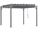 Outsunny Pergola avec lames orientables style contemporain UV 50+ 2,9 x 2,95 x 2,13 m - structure aluminium - gris   Aosom France 84C-341V02CG 3662970116388
