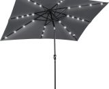 Outsunny Parasol lumineux rectangulaire inclinable dim. 2,68L x 2,05l x 2,48H m parasol LED solaire acier polyester haute densité gris 84D-100CG 3662970080566