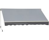 Outsunny Store banne Manuel rétractable Angle Réglable Aluminium Polyester imperméabilisé 3L x 2,5l m Gris 840-150GY 3662970089293