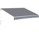 Outsunny Store banne manuel rétractable angle réglable aluminium polyester imperméabilisé 2,95L x 2,5l m gris 840-152 3662970063255