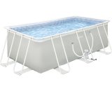 Outsunny Piscine tubulaire hors sol rectangulaire avec filtre dim. 440L x 240l x 122H cm, gris clair 848-030V90LG 3662970104828