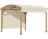 Outsunny Pergola avec toile de toit rétractable et toit en forme d'arche protection UV 3,2 x 3,08 x 2,24 m structure en bois beige   Aosom France 84C-362V00CW 3662970118085