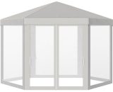 Outsunny Tonnelle barnum tente de réception hexagonale 10 m² style cosy métal polyester imperméabilisé surface env. 10 m² crème 84C-044CW 3662970016190
