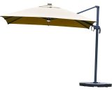 Outsunny Parasol déporté carré inclinable pivotant 3 x 3 x 2,66 m manivelle parasol LED solaire polyester très haute densité 250 g/m² kaki 84D-111 3662970079171