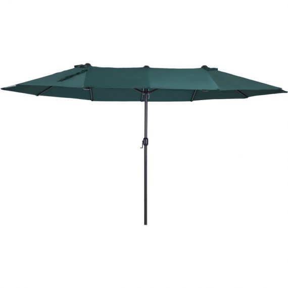 Outsunny Parasol de jardin XXL parasol grande taille 4,6L x 2,7l x 2,4H cm ouverture fermeture manivelle acier polyester haute densité vert 84D-031V01 3662970006368
